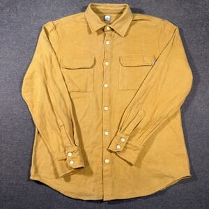 18 East Flannel Shirt Mens Large Mustard Yellow Cotton Twill Workwear Top Chore
